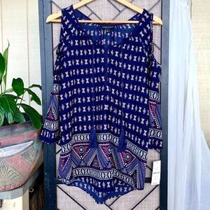 Signature Studio Open Shoulder Blue Dress L NWT